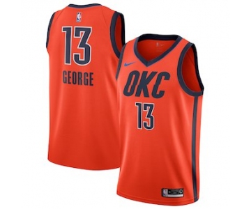 Men's Oklahoma City Thunder #13 Paul George Nike Orange 2018-19 Swingman Earned Edition Jersey