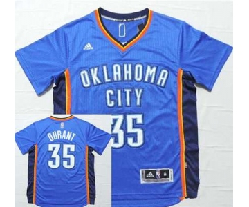 Men's Oklahoma City Thunder #35 Kevin Durant Revolution 30 Swingman 2014 New Blue Short-Sleeved Jersey