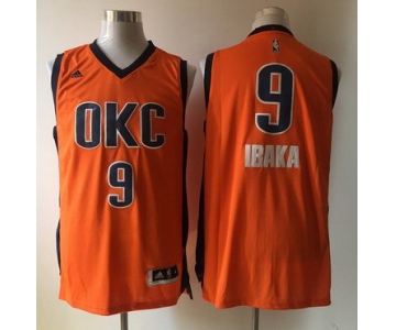 Men's Oklahoma City Thunder #9 Serge Ibaka Revolution 30 Swingman 2015-16 New Orange Jersey