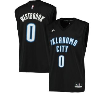 Oklahoma City Thunder 0 Russell Westbrook Black Fashion Replica Jersey