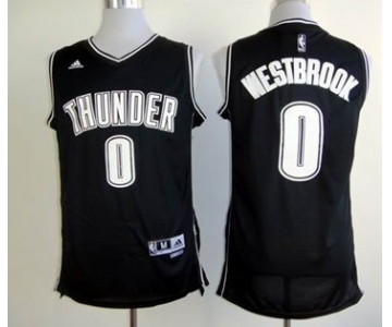 Oklahoma City Thunder #0 Russell Westbrook Revolution 30 Swingman Black With White Jersey