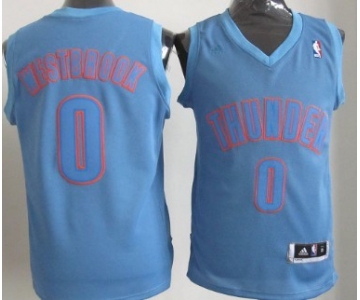 Oklahoma City Thunder #0 Russell Westbrook Revolution 30 Swingman Light Blue Big Color Jersey