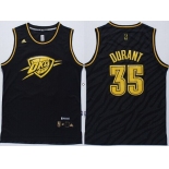 Oklahoma City Thunder #35 Kevin Durant Revolution 30 Swingman 2014 Black With Gold Jersey