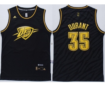 Oklahoma City Thunder #35 Kevin Durant Revolution 30 Swingman 2014 Black With Gold Jersey