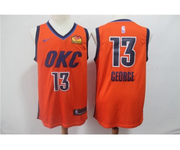 Thunder 13 Paul George Orange 2019 Earned Edition Nike Swingman Jersey