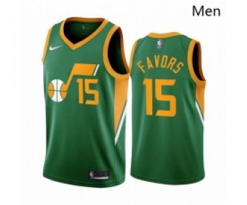 Men Utah Jazz 15 Derrick Favors Green NBA Swingman 2020 21 Earned Edition Jersey