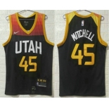 Men's Utah Jazz #45 Donovan Mitchell Black 2021 City Edition Nike Swingman Stitched NBA Jersey