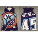 Men's Utah Jazz #45 Donovan Mitchell Purple Big Face Mitchell Ness Hardwood Classics Soul Swingman Throwback Jersey
