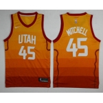 Men's Utah Jazz #45 Donovan Mitchell Yellow Nike 2017-2018 NBA Swingman City Edition Jersey