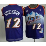 Utah Jazz #12 John Stockton Mountain Purple Hardwood Classics Soul Swingman Throwback Jersey