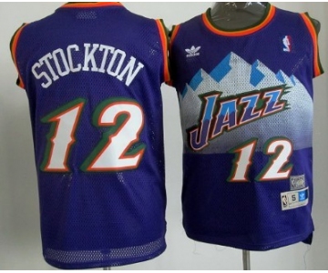 Utah Jazz #12 John Stockton Mountain Purple Hardwood Classics Soul Swingman Throwback Jersey
