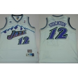 Utah Jazz #12 John Stockton Mountain White Hardwood Classics Soul Swingman Throwback Jersey