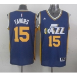 Utah Jazz #15 Derrick Favors Revolution 30 Swingman 2014 New Navy Blue Swingman Jersey
