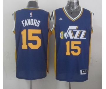 Utah Jazz #15 Derrick Favors Revolution 30 Swingman 2014 New Navy Blue Swingman Jersey