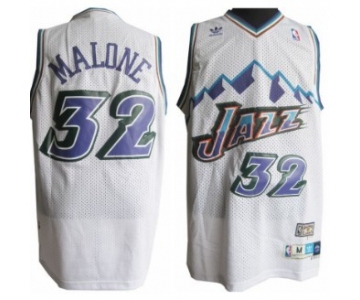 Utah Jazz #32 Karl Malone Mountain White Hardwood Classics Soul Swingman Throwback Jersey