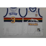 Men's Denver Nuggets #3 Allen Iverson White Rainbow Hardwood Classics Soul Swingman Throwback Jersey