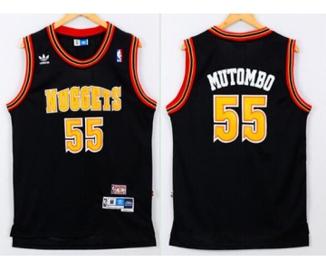 Men's Denver Nuggets #55 Dikembe Mutombo Black Hardwood Classics Soul Swingman Throwback Jersey