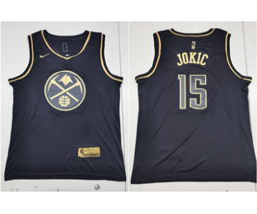 Nuggets 15 Nikola Jokic Black Gold Nike Swingman Jersey