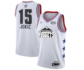 Nuggets #15 Nikola Jokic White Basketball Jordan Swingman 2019 All-Star Game Jersey