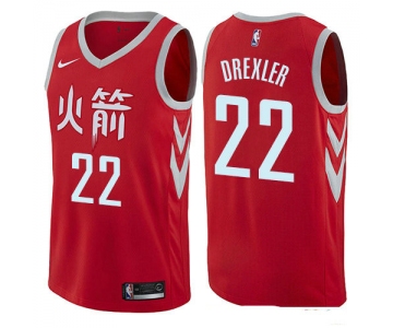 Houston Rockets #22 Clyde Drexler Red Nike NBA Men's Stitched Swingman Jersey City Edition