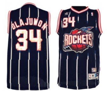 Houston Rockets #34 Hakeem Olajuwon ABA Hardwood Classic Swingman Navy Blue Jersey
