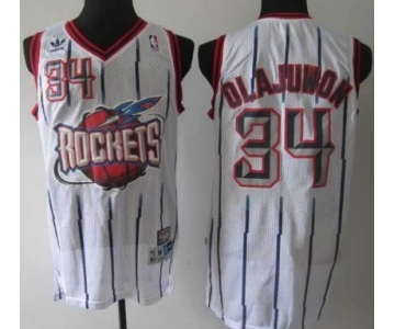 Houston Rockets #34 Hakeem Olajuwon ABA Hardwood Classic Swingman White Jersey