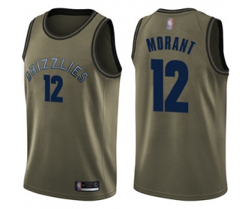 Grizzlies #12 Ja Morant Green Basketball Swingman Salute to Service Jersey