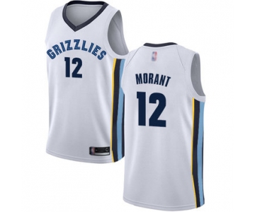 Grizzlies #12 Ja Morant White Basketball Swingman Association Edition Jersey