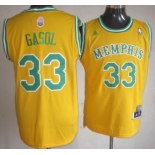 Memphis Grizzlies #33 Marc Gasol ABA Hardwood Classic Swingman Yellow Jersey
