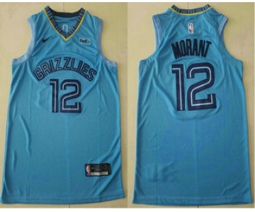 Men's Memphis Grizzlies #12 Ja Morant Light Blue 2019 Nike Authentic Stitched NBA Jersey With The Sponsor Logo
