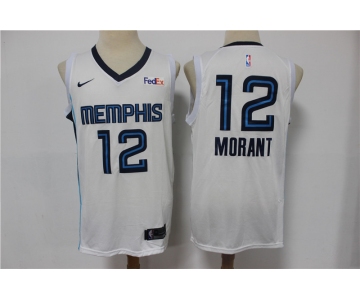 Men's Memphis Grizzlies #12 Ja Morant White 2019 Nike Swingman Stitched NBA Jersey With The Sponsor Logo