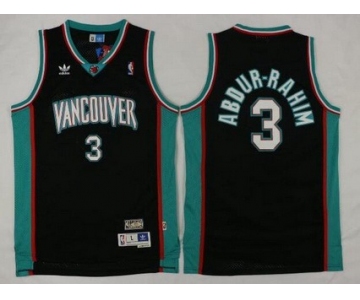 Men's Memphis Grizzlies #3 Shareef Abdur-Rahim Black Hardwood Classics Soul Swingman Throwback Jersey