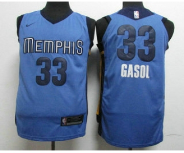 Men's Memphis Grizzlies #33 Marc Gasol New Light Blue 2017-2018 Nike Authentic Stitched NBA Jersey