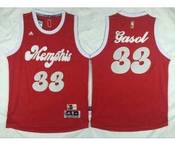 Men's Memphis Grizzlies #33 Marc Gasol Revolution 30 Swingman 2015-16 Retro Red Jersey