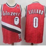 A Bathing Ape Blazers #0 Damian Lillard Red Stitched Basketball Jersey