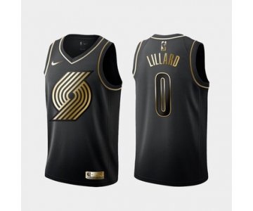 Blazers 0 Damian Lillard Black Golden Edition Nike Swingman Jersey
