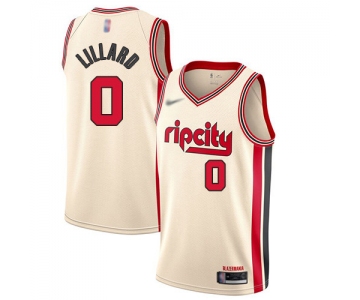 Blazers #0 Damian Lillard Cream Basketball Swingman City Edition 2019-20 Jersey