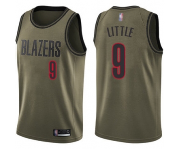 Blazers #9 Nassir Little Green Salute to Service Basketball Swingman Jersey
