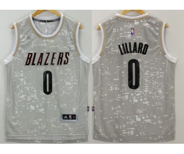 Men's Portland Trail Blazers #0 Damian Lillard Adidas 2015 Gray City Lights Swingman Jersey