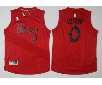 Men's Portland Trail Blazers #0 Damian Lillard adidas Red 2016 Christmas Day Stitched NBA Swingman Jersey