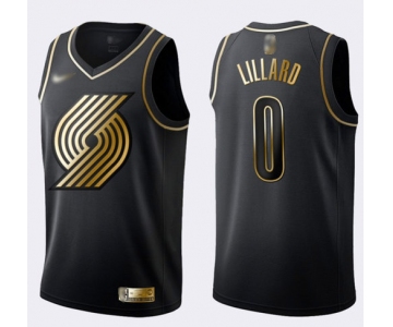 Nike Blazers #0 Damian Lillard Black Gold NBA Swingman Limited Edition Jersey