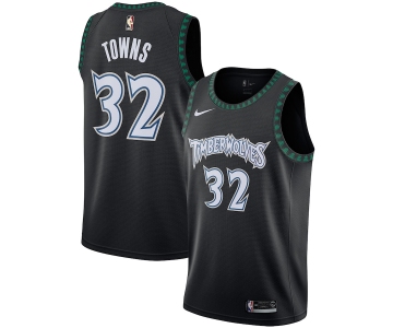 Men's Minnesota Timberwolves #32 Karl-Anthony Towns Black Hardwood Classics Swingman Nike Jersey