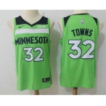 Men's Minnesota Timberwolves #32 Karl-Anthony Towns New Green 2017-2018 Nike Swingman Fitbit Stitched NBA Jersey