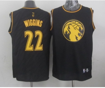 Minnesota Timberwolves #22 Andrew Wiggins Revolution 30 Swingman 2014 Black With Gold Jersey