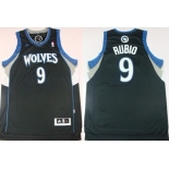Minnesota Timberwolves #9 Ricky Rubio Revolution 30 Swingman Black Jersey