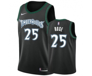 Nike Timberwolves 25 Derrick Rose Black Swimgman Jersey
