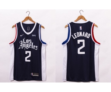 Men's Los Angeles Clippers #2 Kawhi Leonard NEW Black Nike 2021 Swingman City Edition Jersey With NEW The Sponsor Logo