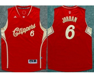 Men's Los Angeles Clippers #6 DeAndre Jordan Revolution 30 Swingman 2015 Christmas Day Red Jersey