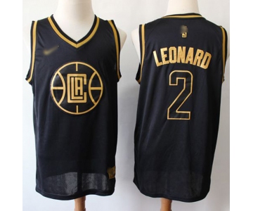 Nike Clippers #2 Kawhi Leonard Black Gold NBA Swingman Limited Edition Jersey
