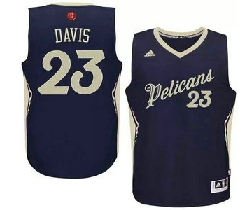 Men's New Orleans Pelicans #23 Anthony Davis Revolution 30 Swingman 2015 Christmas Day Navy Blue Jersey